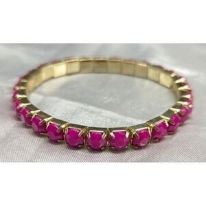 New Gold-tone Stretchable Bracelet With Pink Stones Barbie Core Stacking Layers